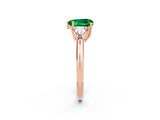 Rose gold Three-Stone Heart Cut Cut Diamond Ring with Trillion Side Stones and Four-Prong Setting_2