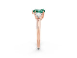 Rose gold Three-Stone Heart Cut Cut Diamond Ring with Trillion Side Stones and Four-Prong Setting_2