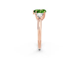 Rose gold Three-Stone Heart Cut Cut Diamond Ring with Trillion Side Stones and Four-Prong Setting_2