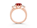 Rose gold Three-Stone Heart Cut Cut Diamond Ring with Trillion Side Stones and Four-Prong Setting_3