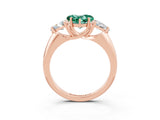 Rose gold Three-Stone Heart Cut Cut Diamond Ring with Trillion Side Stones and Four-Prong Setting_3