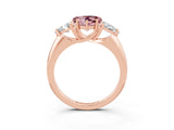 Rose gold Three-Stone Heart Cut Cut Diamond Ring with Trillion Side Stones and Four-Prong Setting_3