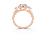Rose gold Three-Stone Heart Cut Cut Diamond Ring with Trillion Side Stones and Four-Prong Setting_3