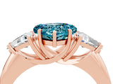 Rose gold Three-Stone Heart Cut Cut Diamond Ring with Trillion Side Stones and Four-Prong Setting_4