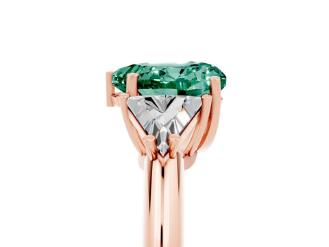 Rose gold Three-Stone Heart Cut Cut Diamond Ring with Trillion Side Stones and Four-Prong Setting_5