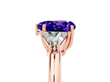 Rose gold Three-Stone Heart Cut Cut Diamond Ring with Trillion Side Stones and Four-Prong Setting_5