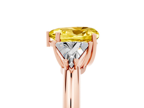 Rose gold Three-Stone Heart Cut Cut Diamond Ring with Trillion Side Stones and Four-Prong Setting_5