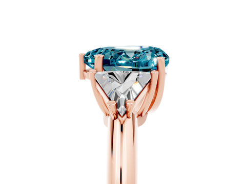 Rose gold Three-Stone Heart Cut Cut Diamond Ring with Trillion Side Stones and Four-Prong Setting_5