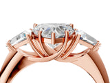 Rose gold Three-Stone Heart Cut Cut Diamond Ring with Trillion Side Stones and Four-Prong Setting_7