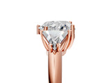 Rose gold Three-Stone Heart Cut Cut Diamond Ring with Trillion Side Stones and Four-Prong Setting_8