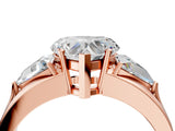 Rose gold Three-Stone Heart Cut Cut Diamond Ring with Trillion Side Stones on a Split Shank Band_17