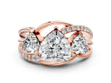 Rose gold Three-Stone Heart Cut Cut Diamond Split Shank Prong Set Ring_3