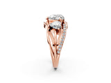 Rose gold Three-Stone Heart Cut Cut Diamond Split Shank Prong Set Ring_5