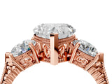 Rose gold Three-Stone Heart Cut Cut Milgrain Band Prong Setting Ring_49