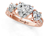 Rose gold Three-Stone Heart Cut Cut Milgrain Pavé Engagement Ring_20