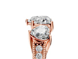 Rose gold Three-Stone Heart Cut Cut Milgrain Pavé Engagement Ring_24