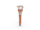 Rose gold Three-Stone Heart Cut Cut Milgrain Pavé Engagement Ring_9
