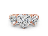 Rose gold Three-Stone Heart Cut Diamond Braided Band Ring with Four-Prong Setting_37
