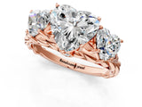 Rose gold Three-Stone Heart Cut Diamond Braided Band Ring with Four-Prong Setting_38