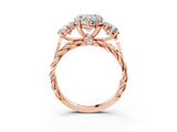 Rose gold Three-Stone Heart Cut Diamond Braided Band Ring with Four-Prong Setting_40
