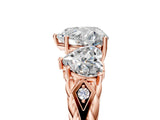 Rose gold Three-Stone Heart Cut Diamond Braided Band Ring with Four-Prong Setting_42