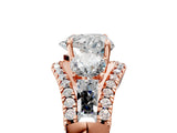 Rose gold Three-Stone Heart Cut Diamond Engagement Ring with Pave Band and Prong Setting_11