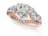 Rose gold Three-Stone Heart Cut Diamond Engagement Ring with Pave Band and Prong Setting_7