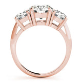 Rose gold Three-Stone Heart Cut Diamond Engagement Ring with Prong Setting on a White Gold Band 2