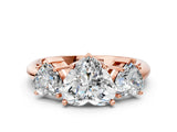 Rose gold Three-Stone Heart Cut Diamond Engagement Ring with Prong Setting on a White Gold Band_30