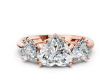 Rose gold Three-Stone Heart Cut Diamond Engagement Ring with Prong Setting on a White Gold Band_6