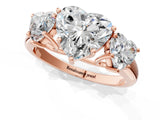 Rose gold Three-Stone Heart Cut Diamond Engagement Ring with Prong Setting_4