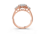 Rose gold Three-Stone Heart Cut Diamond Engagement Ring with Prong Setting_6