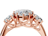 Rose gold Three-Stone Heart Cut Diamond Engagement Ring with Prong Setting_7