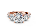 Rose gold Three-Stone Heart Cut Diamond Pavé Band with Four-Prong Setting_36