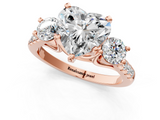 Rose gold Three-Stone Heart Cut Diamond Pavé Band with Four-Prong Setting_37