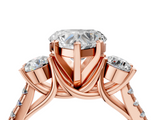 Rose gold Three-Stone Heart Cut Diamond Pavé Band with Four-Prong Setting_40