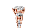 Rose gold Three-Stone Heart Cut Diamond Pavé Band with Four-Prong Setting_41