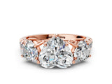 Rose gold Three-Stone Heart Cut Diamond Pavé Band with Prong Setting_3