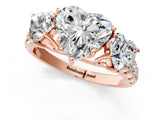 Rose gold Three-Stone Heart Cut Diamond Pavé Band with Prong Setting_4