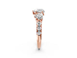 Rose gold Three-Stone Heart Cut Diamond Pavé Band with Prong Setting_5
