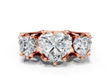 Rose gold Three-Stone Heart Cut Diamond Ring with Channel-Set Band and Four-Prong Setting_52
