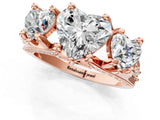 Rose gold Three-Stone Heart Cut Diamond Ring with Channel-Set Band and Four-Prong Setting_53