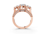 Rose gold Three-Stone Heart Cut Diamond Ring with Channel-Set Band and Four-Prong Setting_55