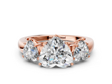 Rose gold Three-Stone Heart Cut Diamond Ring with Channel-Set Band and Four-Prong Setting_65