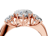 Rose gold Three-Stone Heart Cut Diamond Ring with Channel-Set Band and Four-Prong Setting_69