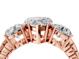 Rose gold Three-Stone Heart Cut Diamond Ring with Channel-Set Band and Prong Setting_10