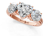 Rose gold Three-Stone Heart Cut Diamond Ring with Channel-Set Band and Prong Setting_7