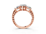 Rose gold Three-Stone Heart Cut Diamond Ring with Channel-Set Band and Prong Setting_9
