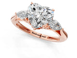 Rose gold Three-Stone Heart Cut Diamond Ring with Pear  Side Stones in Four-Prong Setting_13
