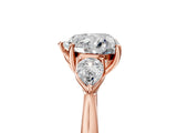 Rose gold Three-Stone Heart Cut Diamond Ring with Pear  Side Stones in Four-Prong Setting_17